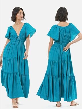 YFB Teal V-Neck Maxi Dress